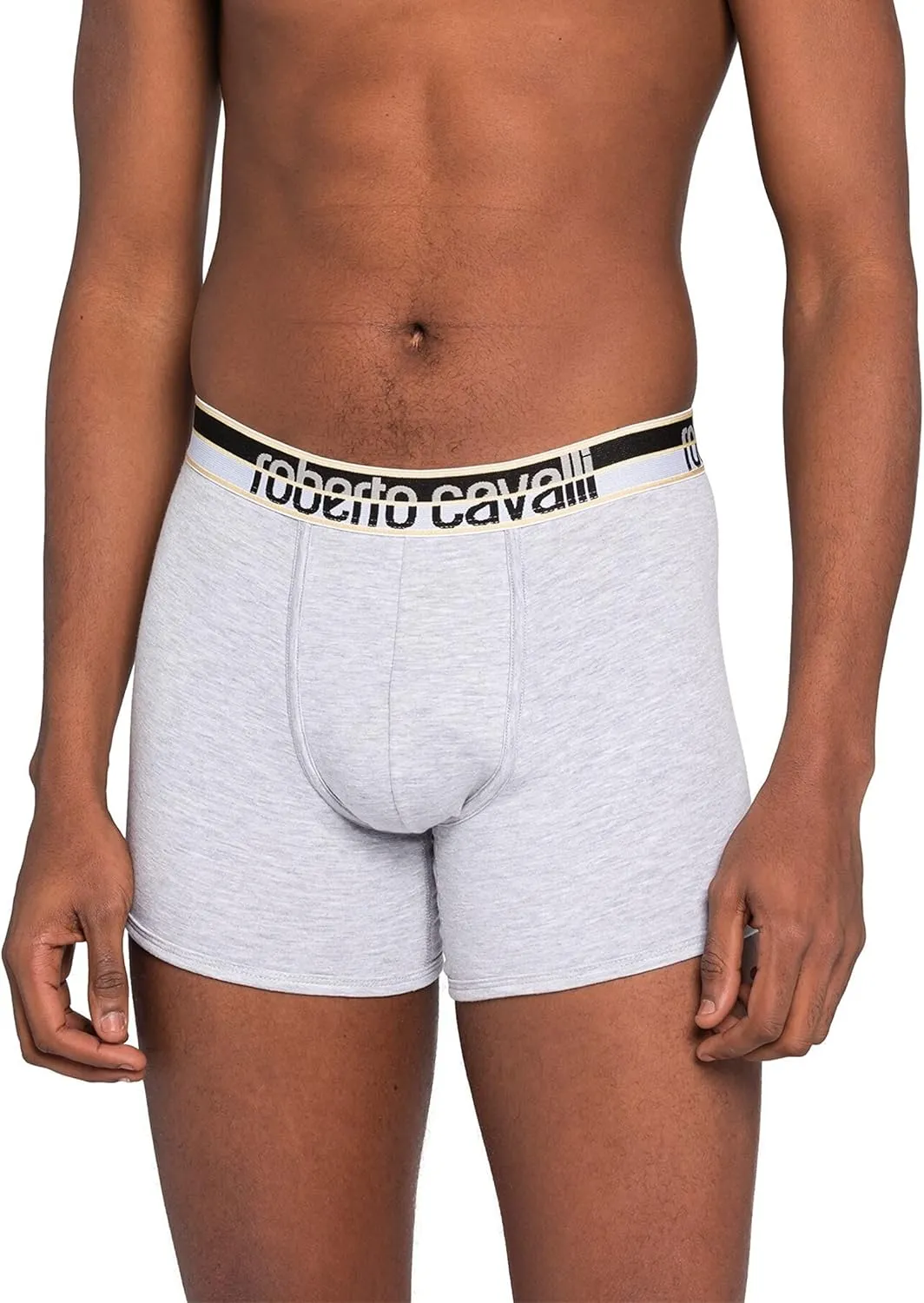 ROBERTO CAVALLI Grey Melange Cotton Jersey Stretch Boxer Brief-2-Pack- for mens