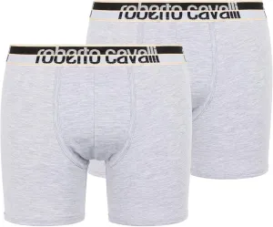 ROBERTO CAVALLI Grey Melange Cotton Jersey Stretch Boxer Brief-2-Pack- for mens