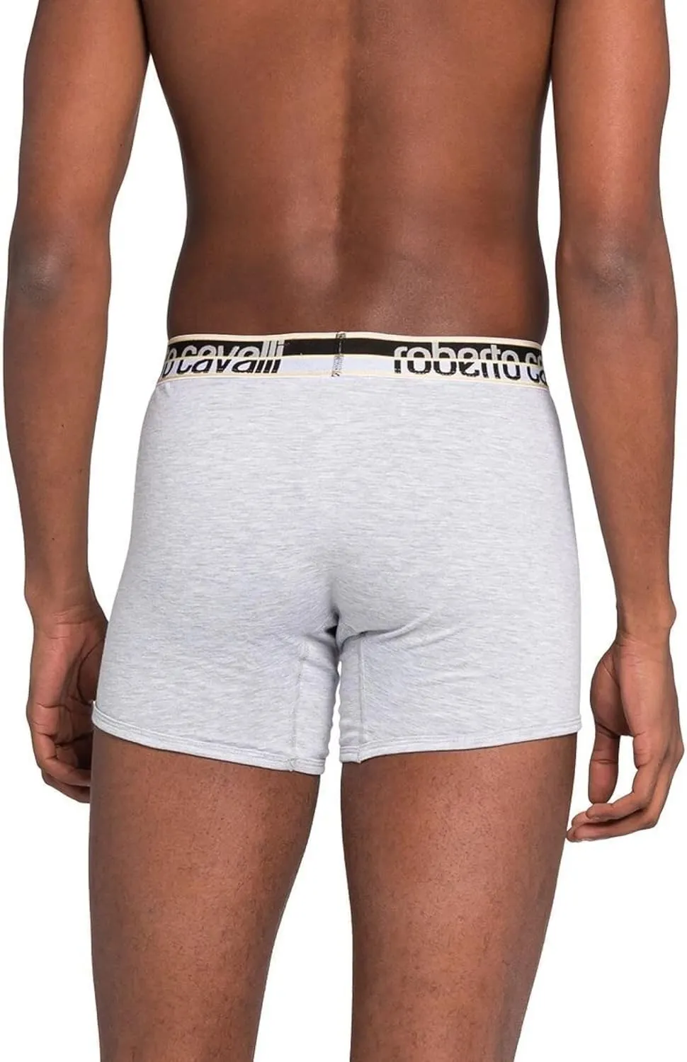 ROBERTO CAVALLI Grey Melange Cotton Jersey Stretch Boxer Brief-2-Pack- for mens