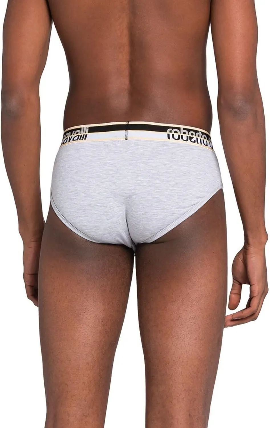 ROBERTO CAVALLI Grey Melange Cotton Jersey Stretch Brief Slip-2-Pack- for mens