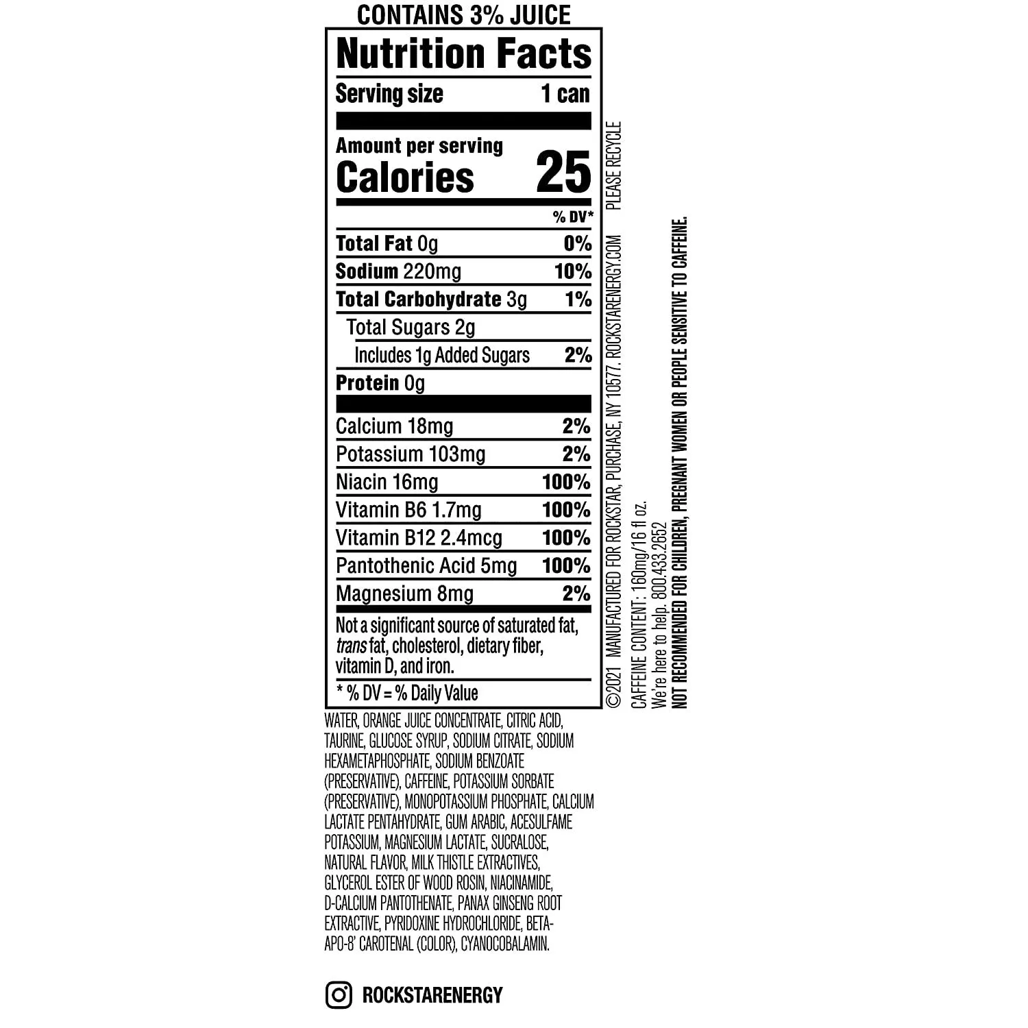 Rockstar Energy Rockstar Recovery Energy   Hydration Non Carbonated Energy Drinks 2021 Edition (Orange, 12 Cans), 16 Fl Oz (Pack of 12)