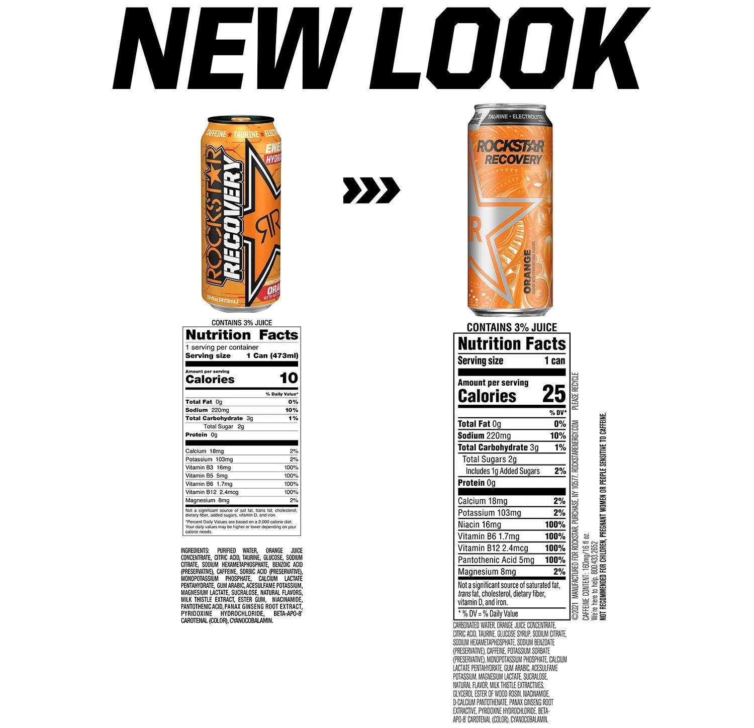 Rockstar Energy Rockstar Recovery Energy   Hydration Non Carbonated Energy Drinks 2021 Edition (Orange, 12 Cans), 16 Fl Oz (Pack of 12)