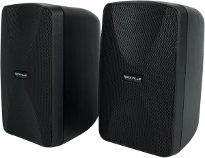 Rockville WET-40B (2) 4" 70V/8-Ohm Commercial Wall Speakers, IPX55 Waterproof, 360-Degree Swivel, Black, Perfect for Restaurants/Patios