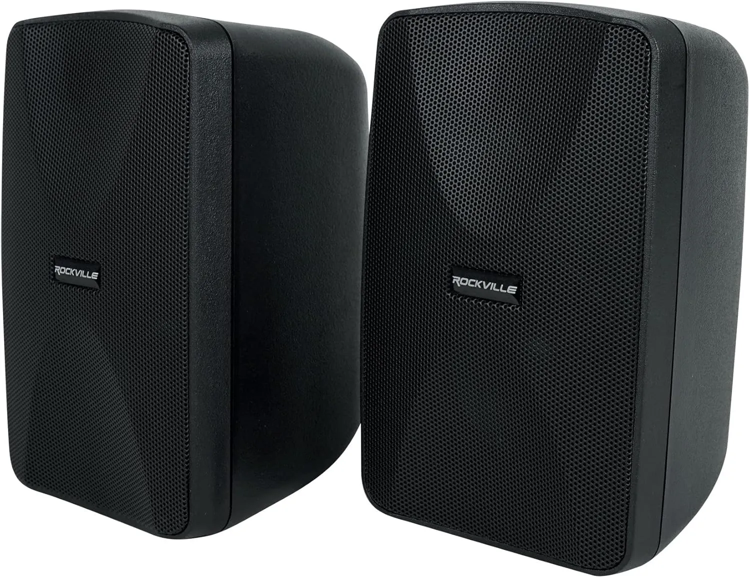Rockville WET-40B (2) 4" 70V/8-Ohm Commercial Wall Speakers, IPX55 Waterproof, 360-Degree Swivel, Black, Perfect for Restaurants/Patios
