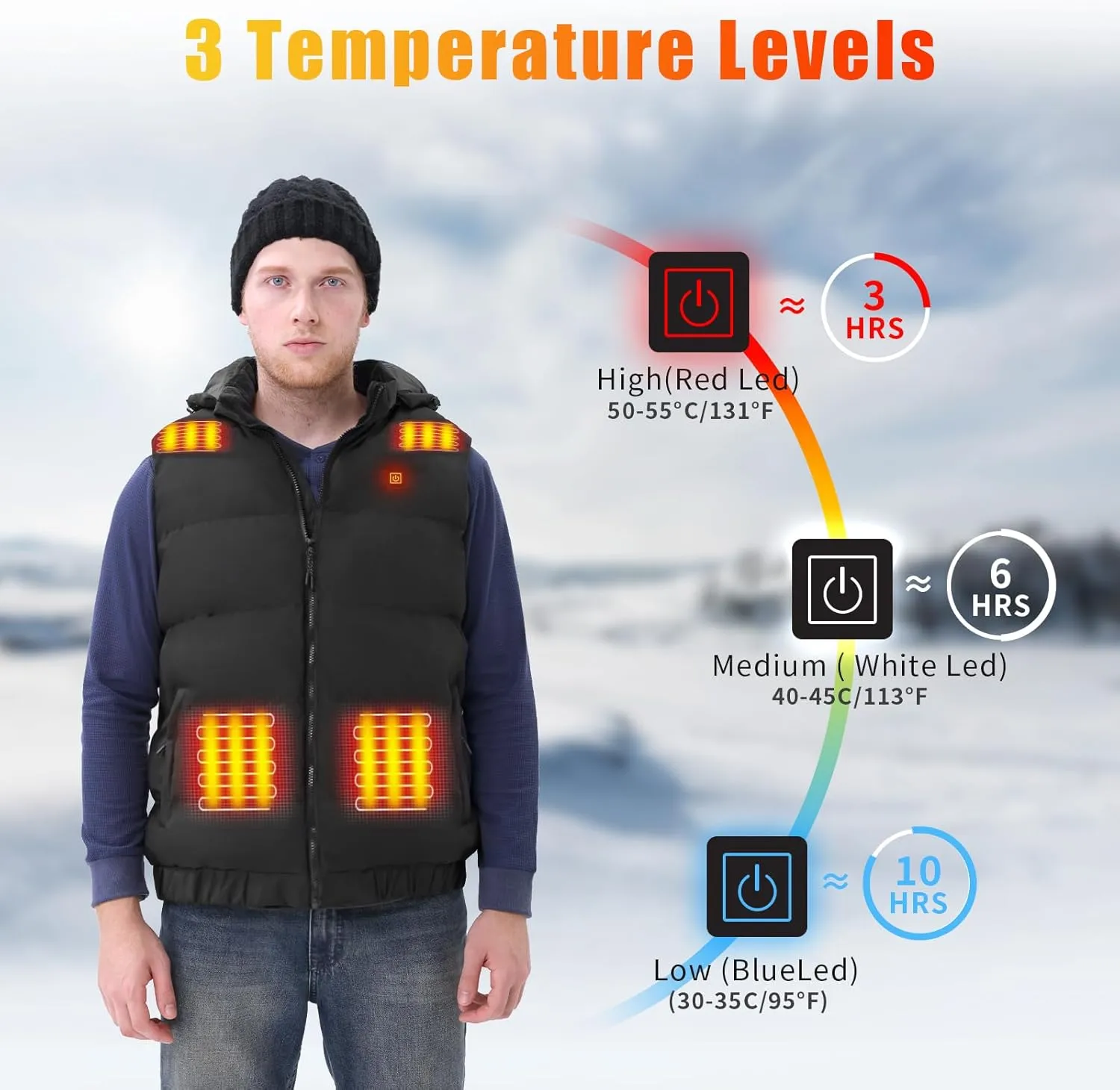 Rrtizan Heated Vest for Men Women,Lightweight Heating Vest with Battery Pack for Winter Outdoor Hunting Skiing
