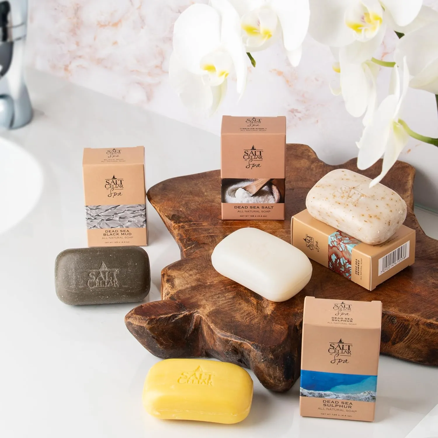 Salt Cellar Spa All Natural Dead Sea Mineral Soap – Pack of 4 – Nourishing & Hydrating for Glowing, Healthy Skin – Ideal for Eczema, Psoriasis, and Dry Skin Relief