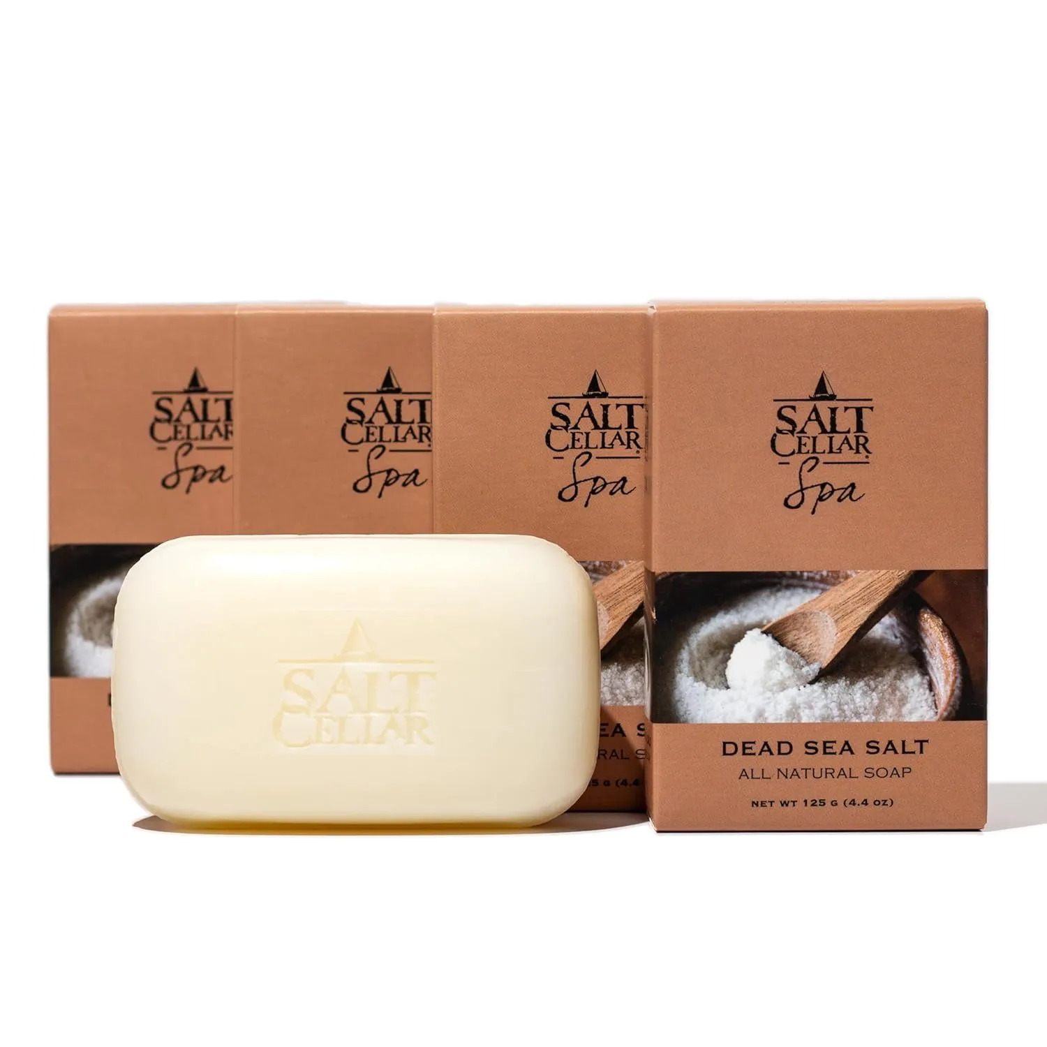 Salt Cellar Spa All Natural Dead Sea Mineral Soap – Pack of 4 – Nourishing & Hydrating for Glowing, Healthy Skin – Ideal for Eczema, Psoriasis, and Dry Skin Relief