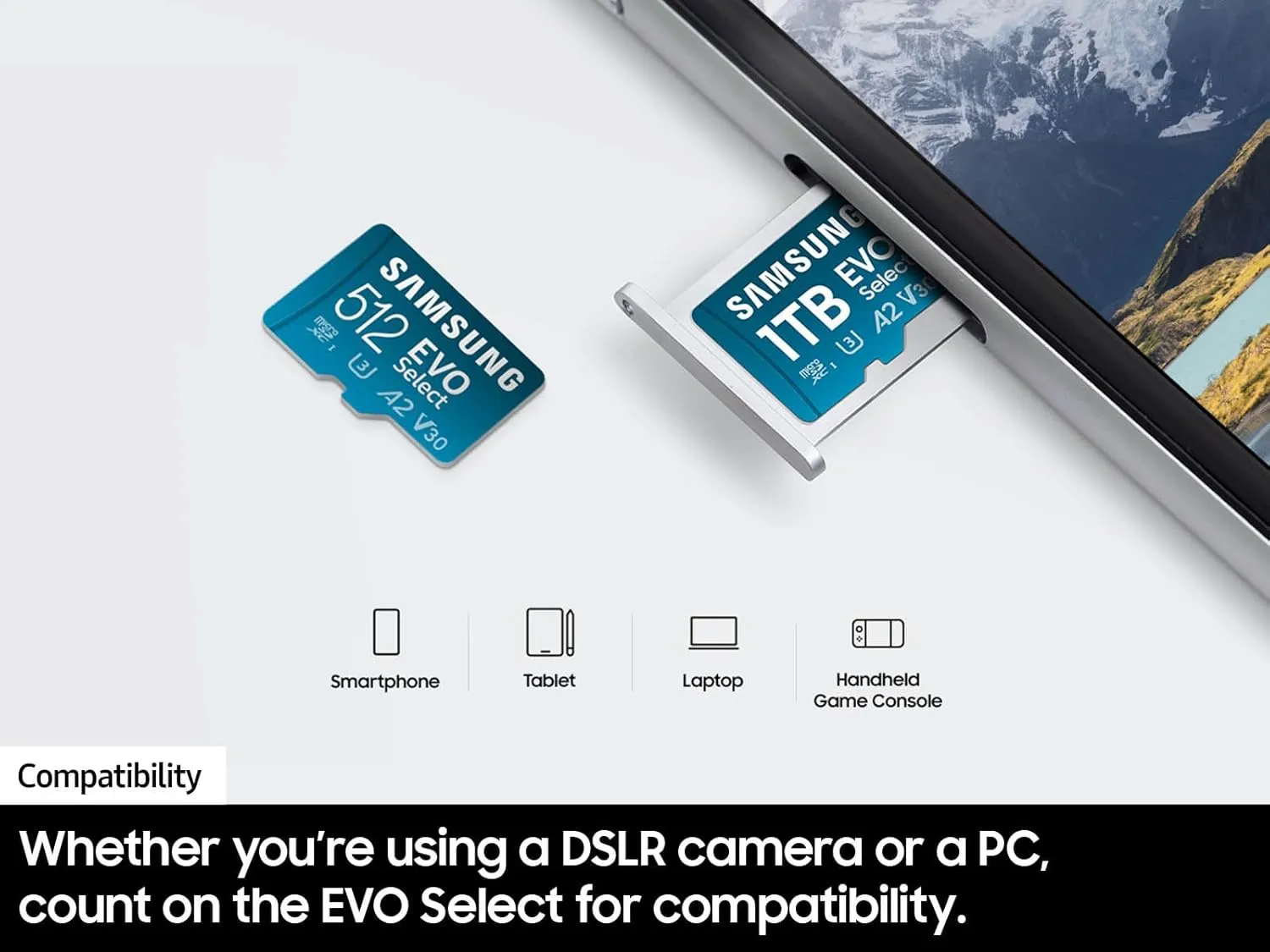 SAMSUNG EVO Select microSDMemory Card   Adapter, 256GB microSDXC, Up-to 160 MB/s, 4K UHD, UHS-I, C10, U3, V30, A2, for Mobile Phone, Smartphones, Nintendo-Switch, and Tablets (MB-ME256SA/AM)