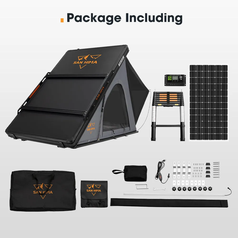 San Hima kalbarri Lite Rooftop Tent Hardshell Grey Ladder&Rack 250W Solar Panel