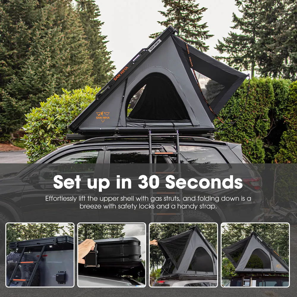 San Hima kalbarri Lite Rooftop Tent Hardshell Grey Ladder&Rack 250W Solar Panel