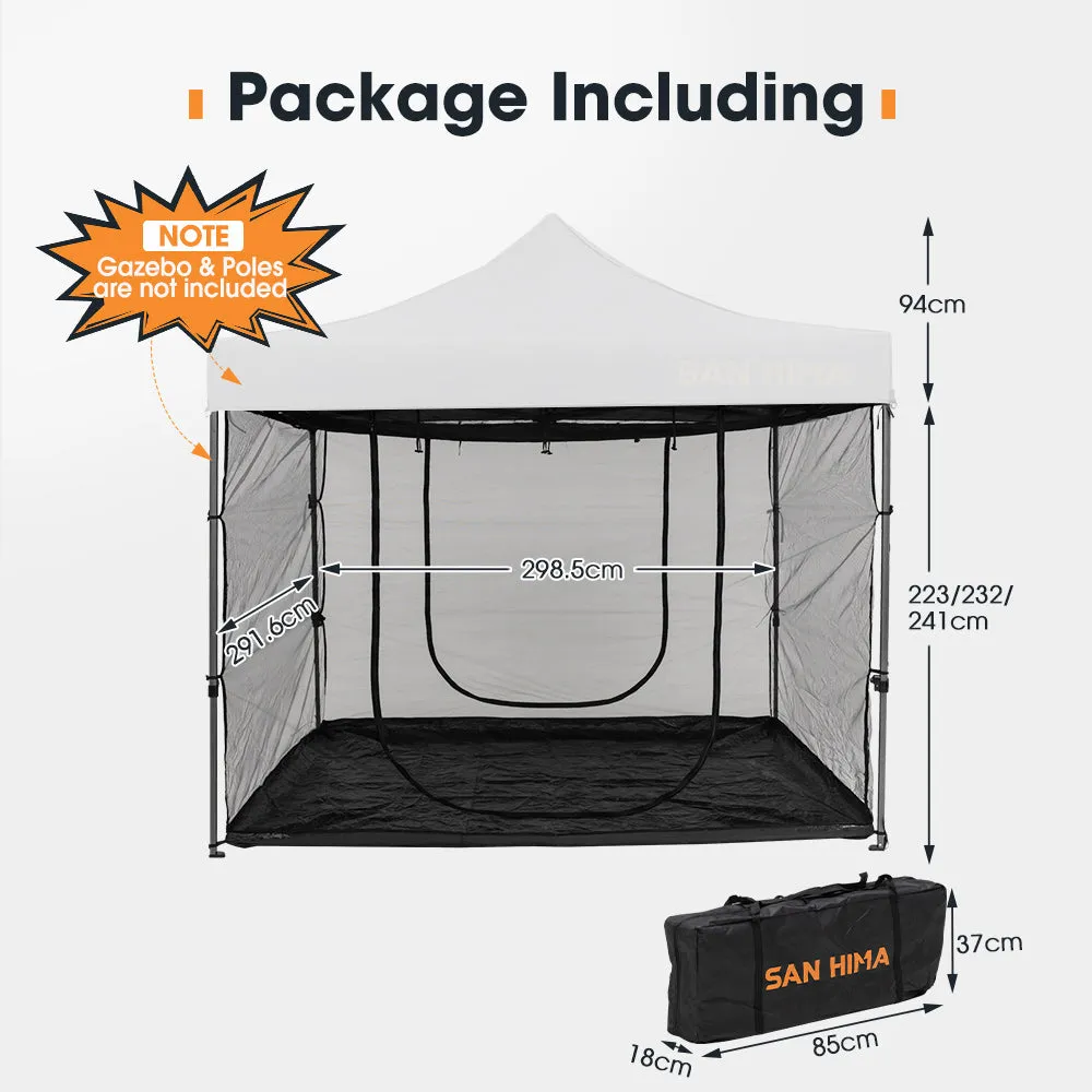 San Hima Portable Gazebo Screen House Waterproof 3m x 3m Zippered Outdoor Camping