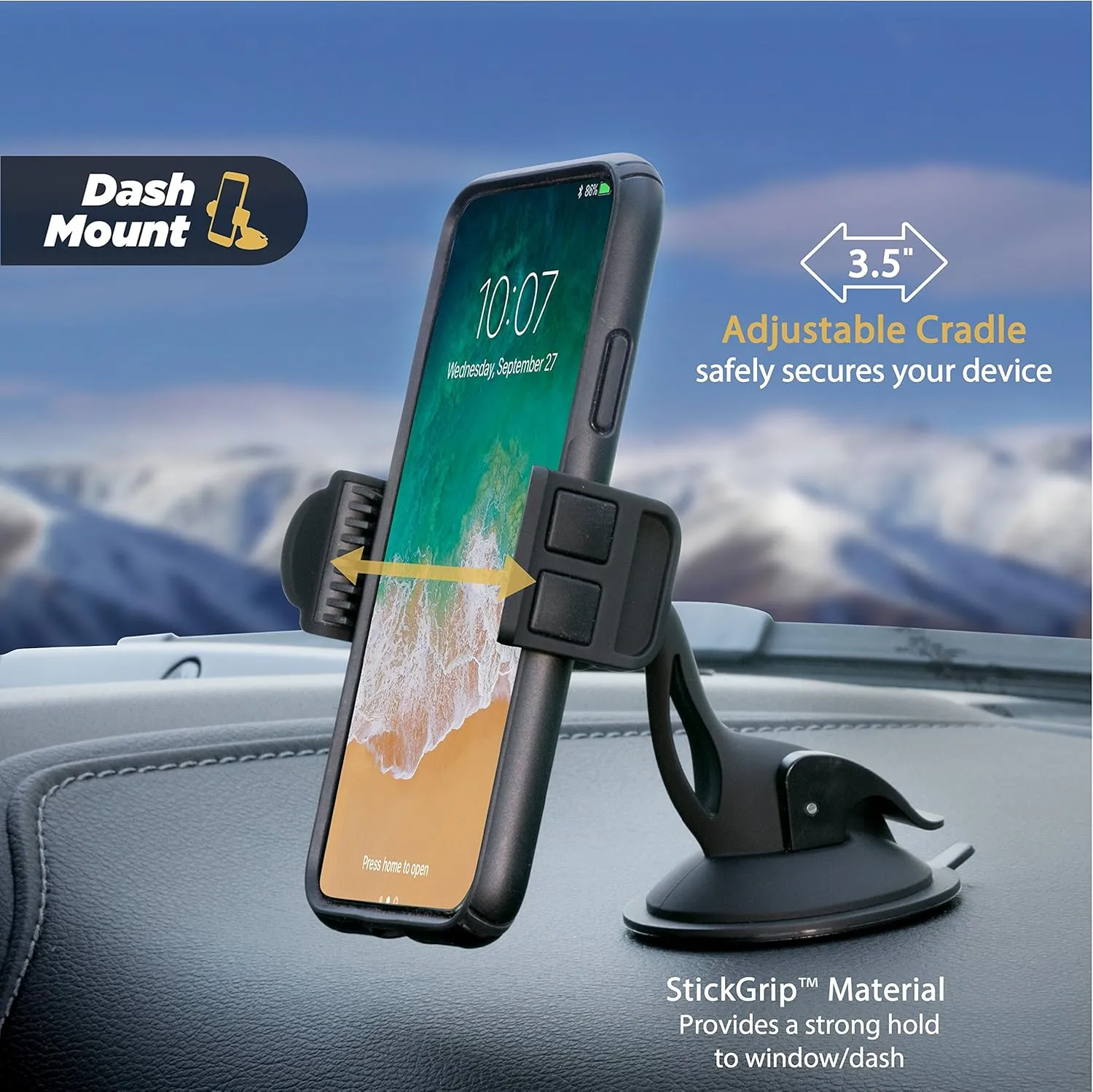 Scosche HDVM-1 3-in-1 Universal Vent and Suction Cup Mount for Mobile Devices | StickGrip Base and Vent Clips Included