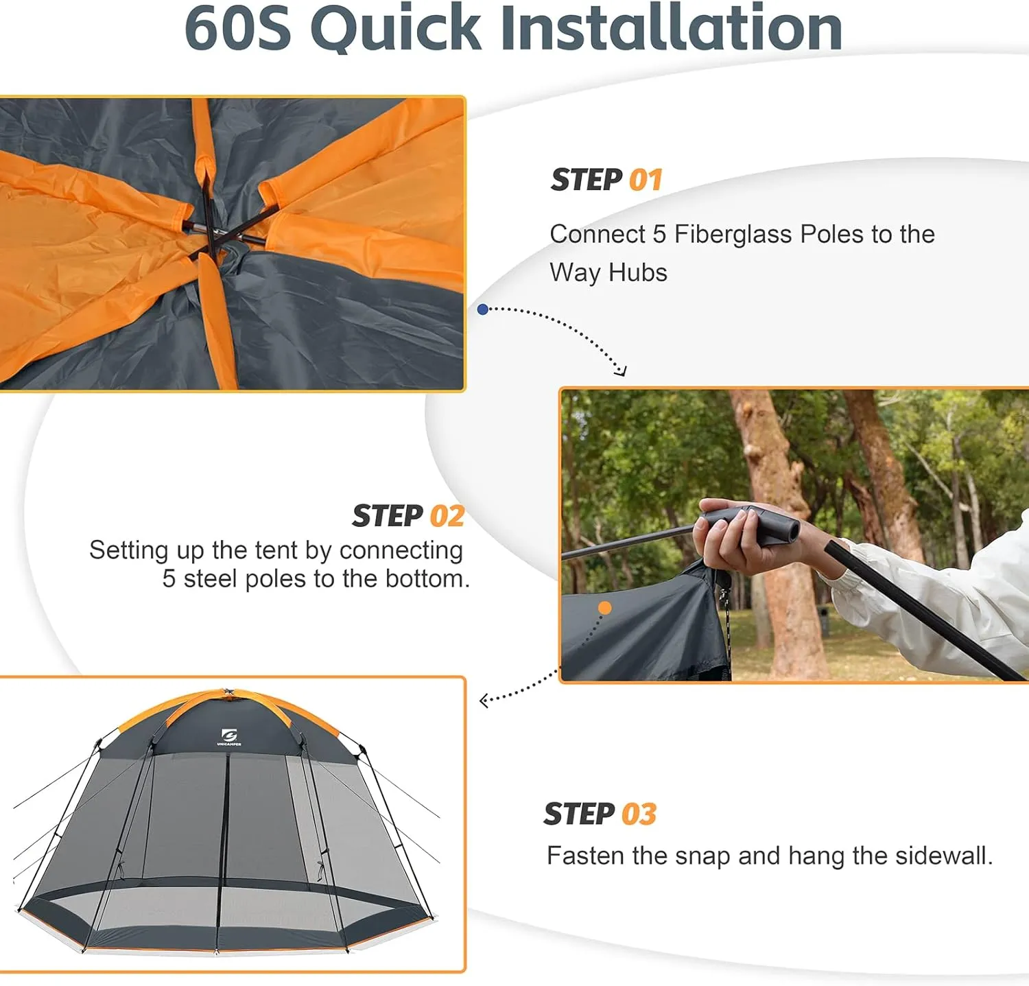 Screen House Mesh Mosquito Tent UPF 50  Canopy Shelter Shade Easy Setup & Waterproof with Sidewall for Patios Outdoor Camping Activities(Khaki)