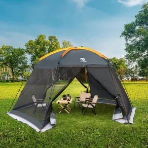 Screen House Mesh Mosquito Tent UPF 50  Canopy Shelter Shade Easy Setup & Waterproof with Sidewall for Patios Outdoor Camping Activities(Khaki)