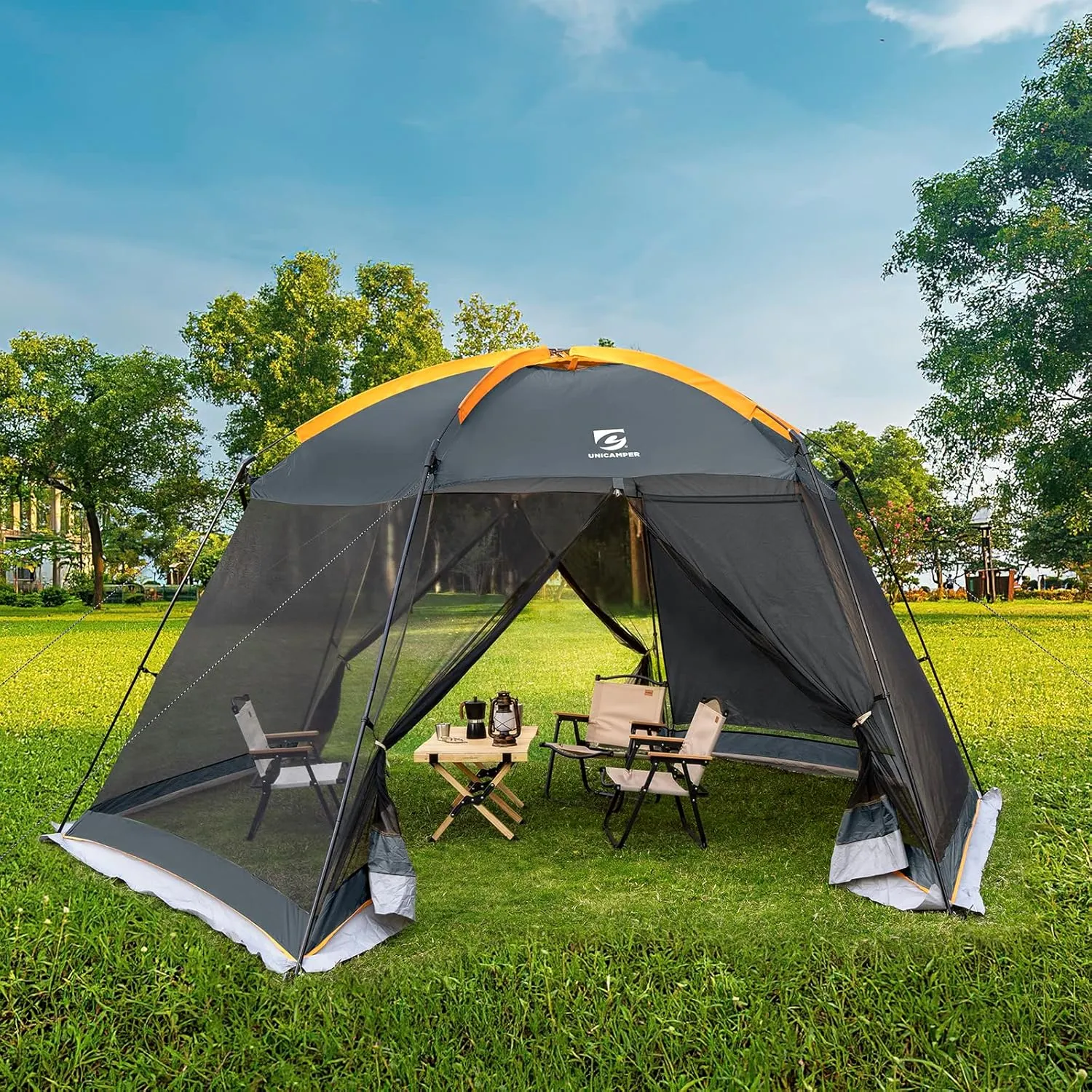 Screen House Mesh Mosquito Tent UPF 50  Canopy Shelter Shade Easy Setup & Waterproof with Sidewall for Patios Outdoor Camping Activities(Khaki)