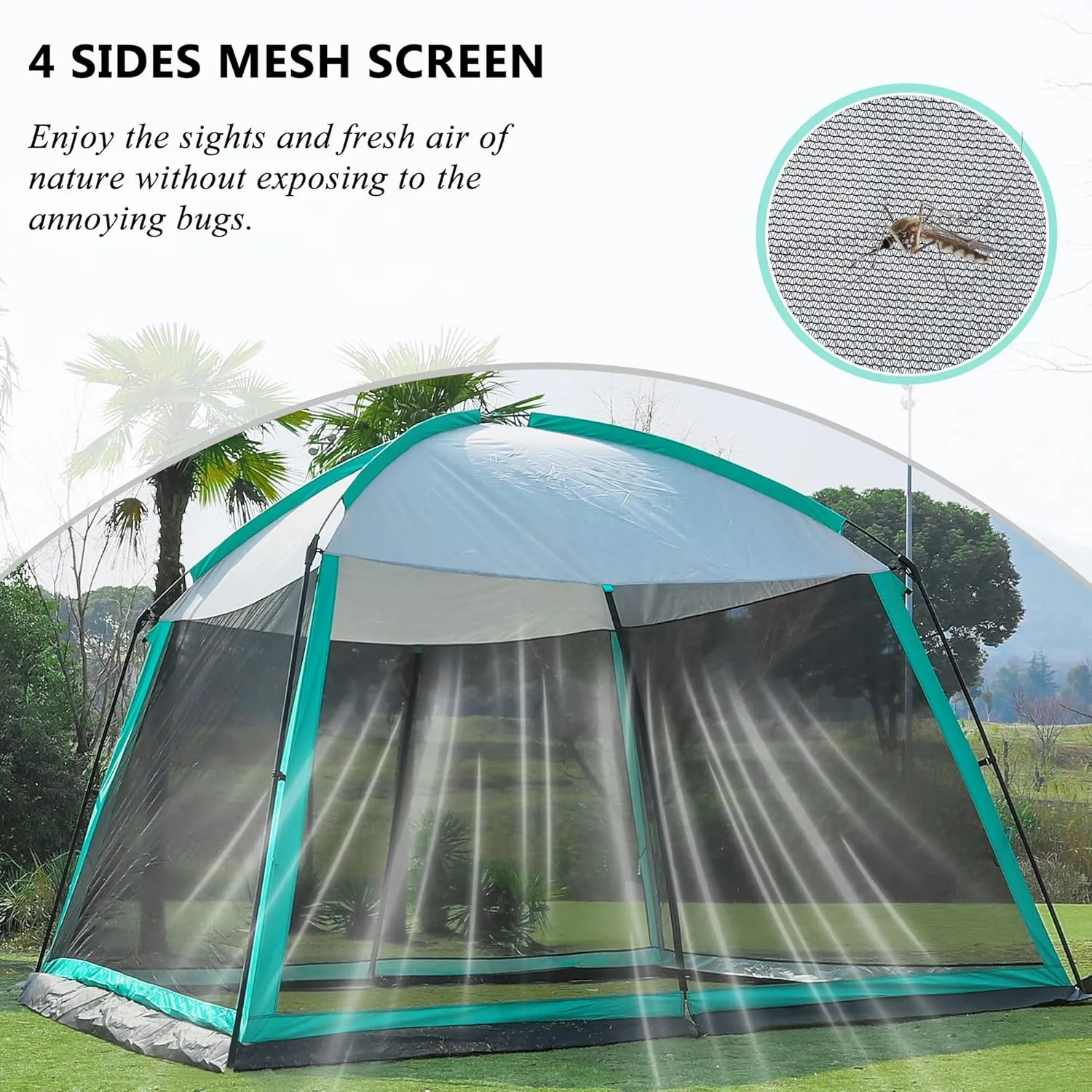 Screen House Room 11x11 Ft Mesh Net Tent Canopy Shelter Gazebo, Easy Setup & Waterproof & Sunshade, Suitable for Camping Trip, Backyard, Beach, Picnic