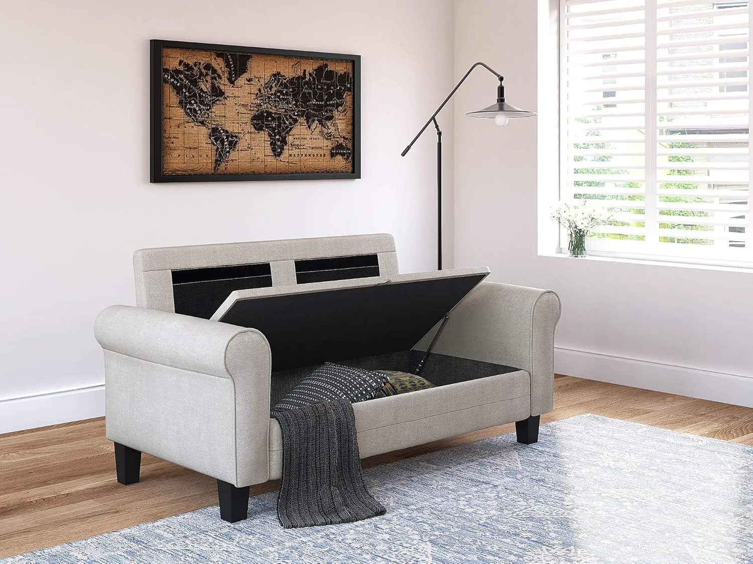 Serta UPH10133B Copenhagen Storage Sofa, 61" Loveseat, Light Gray