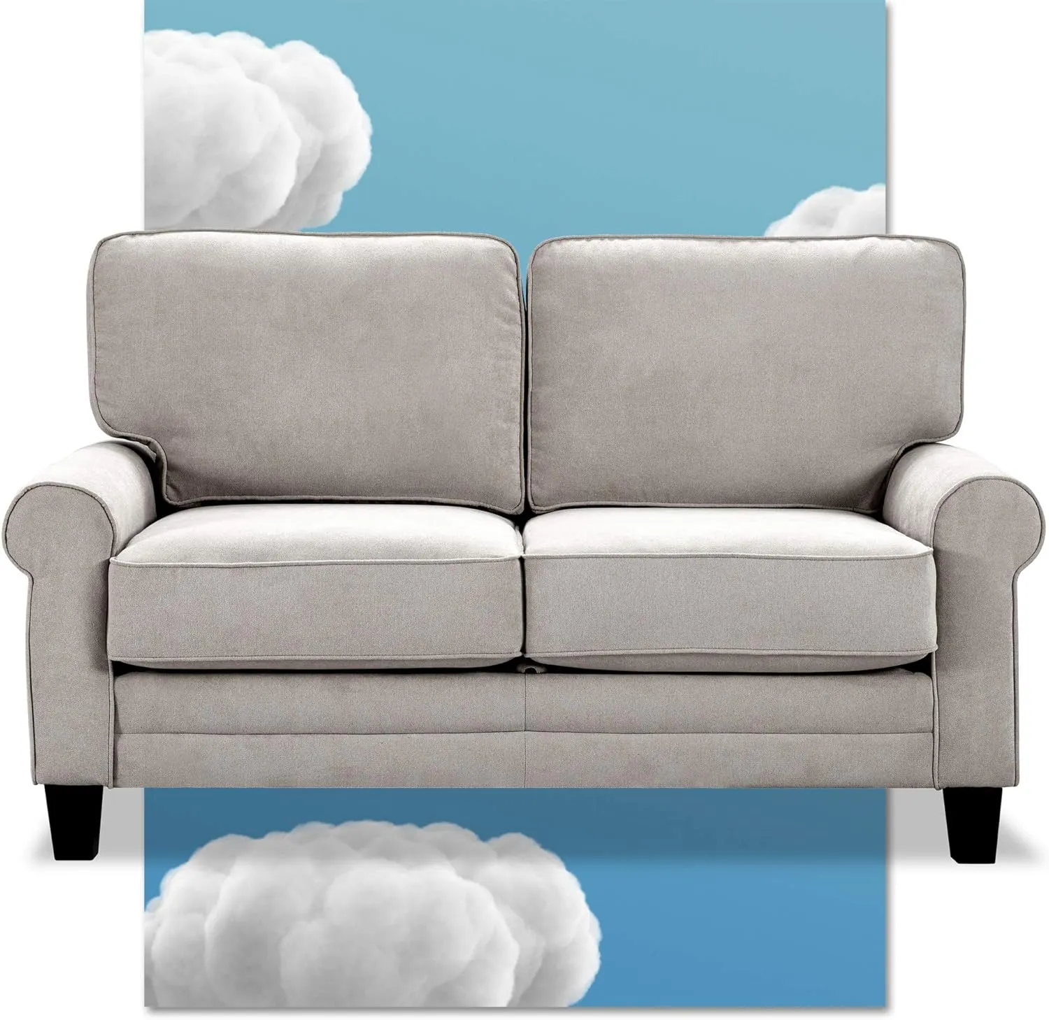 Serta UPH10133B Copenhagen Storage Sofa, 61" Loveseat, Light Gray