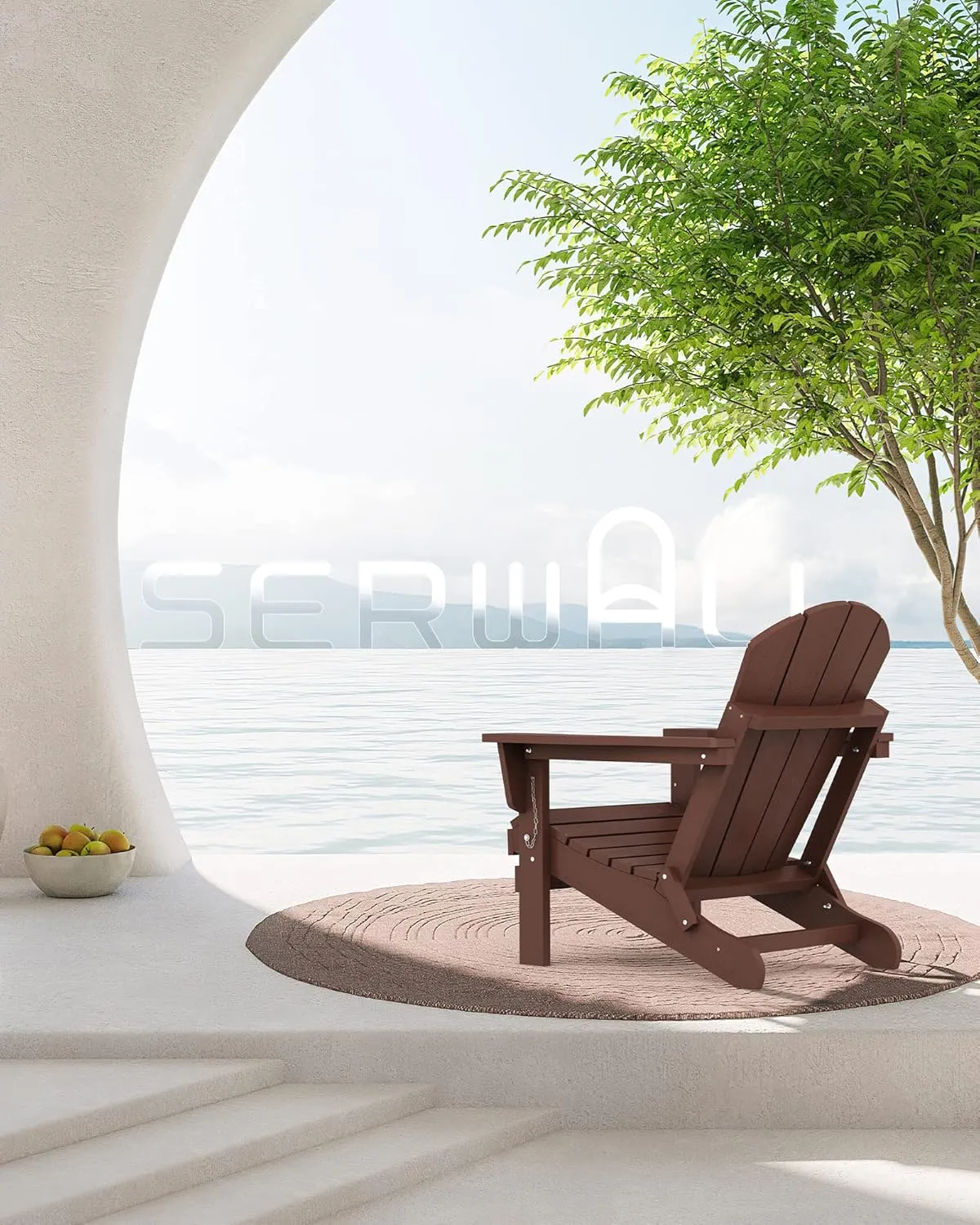 SERWALL Adirondack Chair for Patio Garden (Folding Coffee)