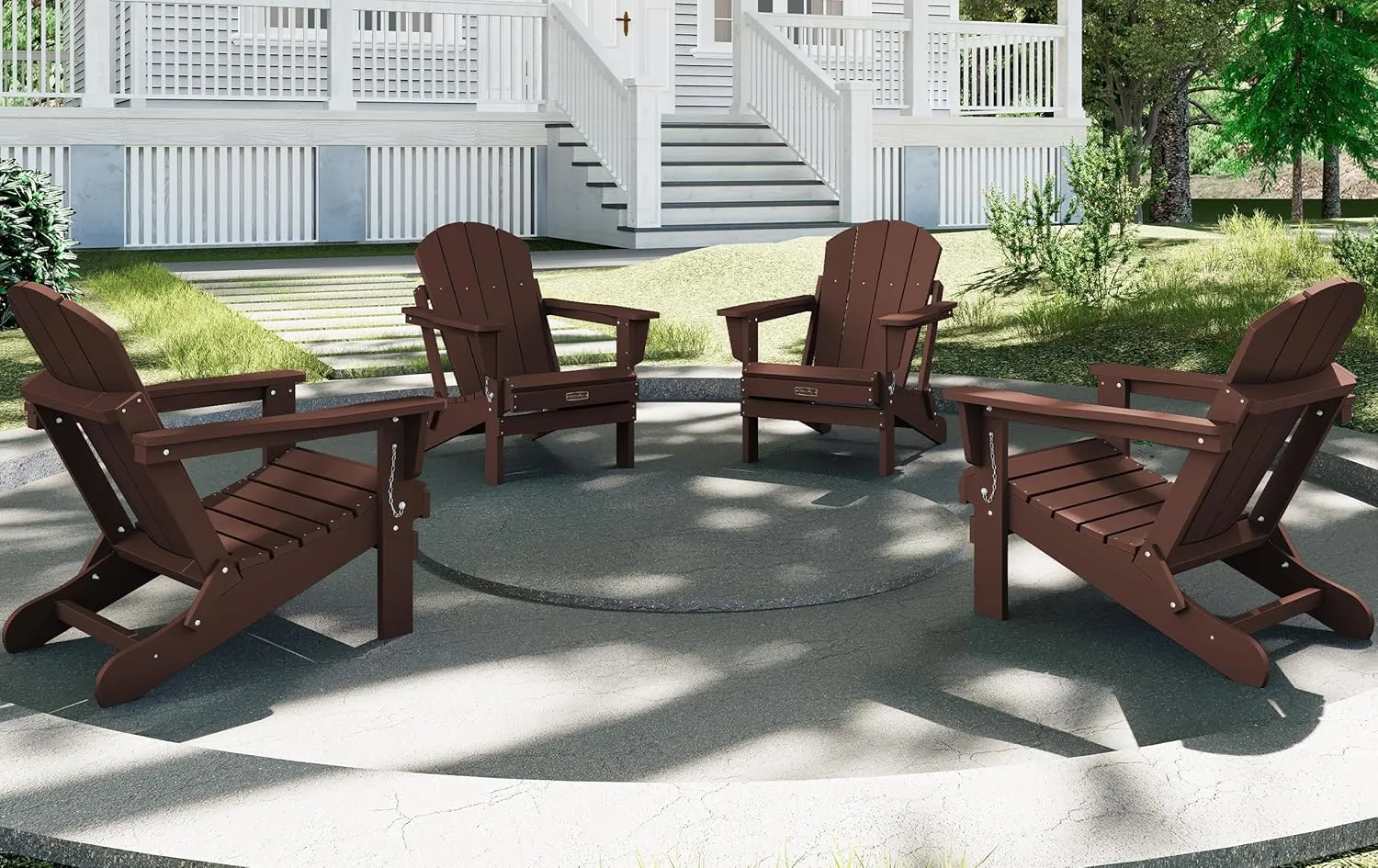 SERWALL Adirondack Chair for Patio Garden (Folding Coffee)