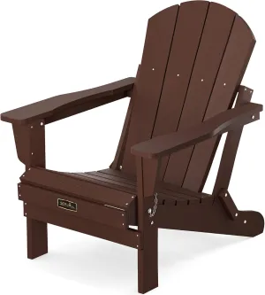 SERWALL Adirondack Chair for Patio Garden (Folding Coffee)