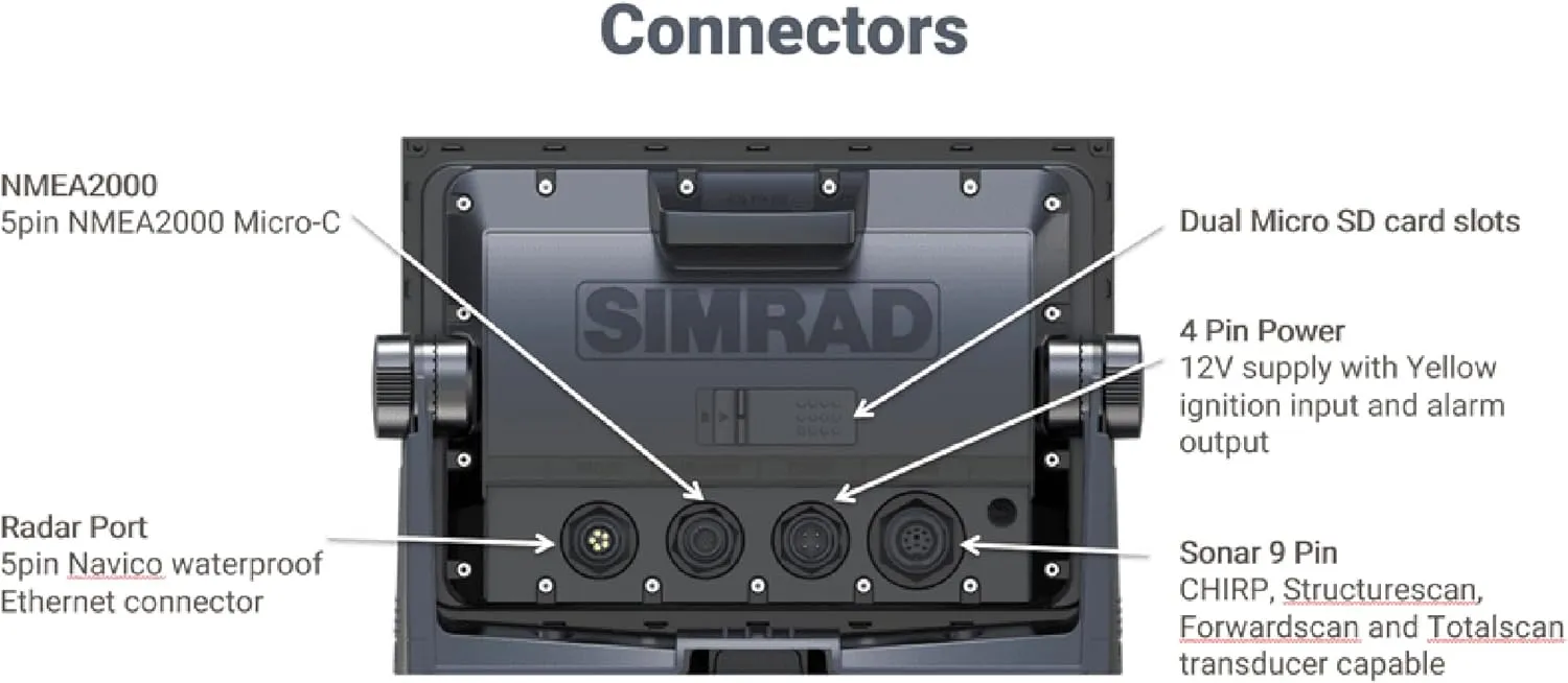 Simrad GO Chartplotter and Fish Finder, with Transducer and Radar Options, Preloaded C-MAP Discover Chart Card