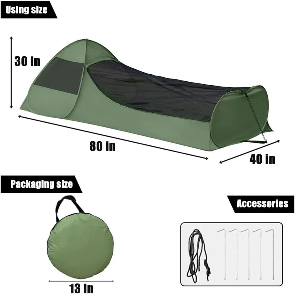 Single Person Pop Up Outdoor Mosquito Net Portable Tent for Camping Travel Lightweight Easy Setup