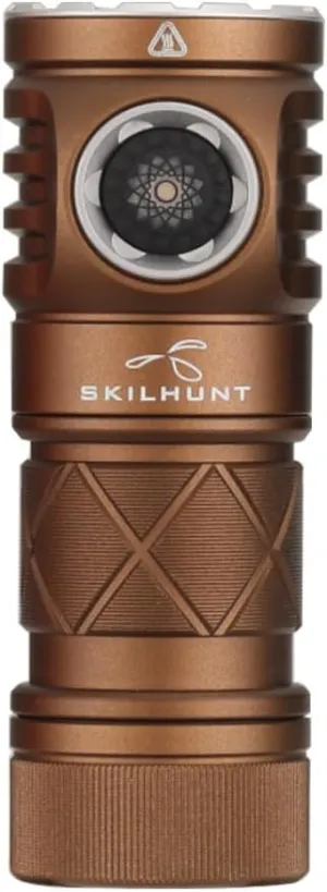 SKILHUNT EC200S-Mini 1400 570 lumens Dual Channel Powerful EDC USB-C Rechargeable LED Flashlight - Lightweight, Compact Pocket Light Camping Hiking Running Waterproof Outdoor (High CRI 4500K, Brown)