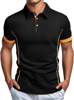 Slim Fit Polo Shirts for Men Causal Lightweight Collared Button Down Shirt Basic Short Sleecve Cotton Golf Polos