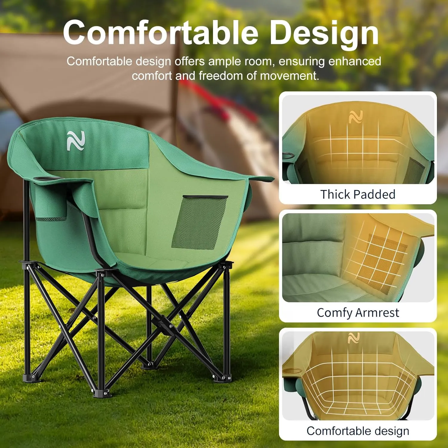 Slsy Heated Camping Chair Oversized, Outdoor Portable Heated Folding Chairs, Heated Foldable Chair Seat Supports 500 lbs, Heating Chair for Outdoor Sports, Camping, Patio, and Picnics