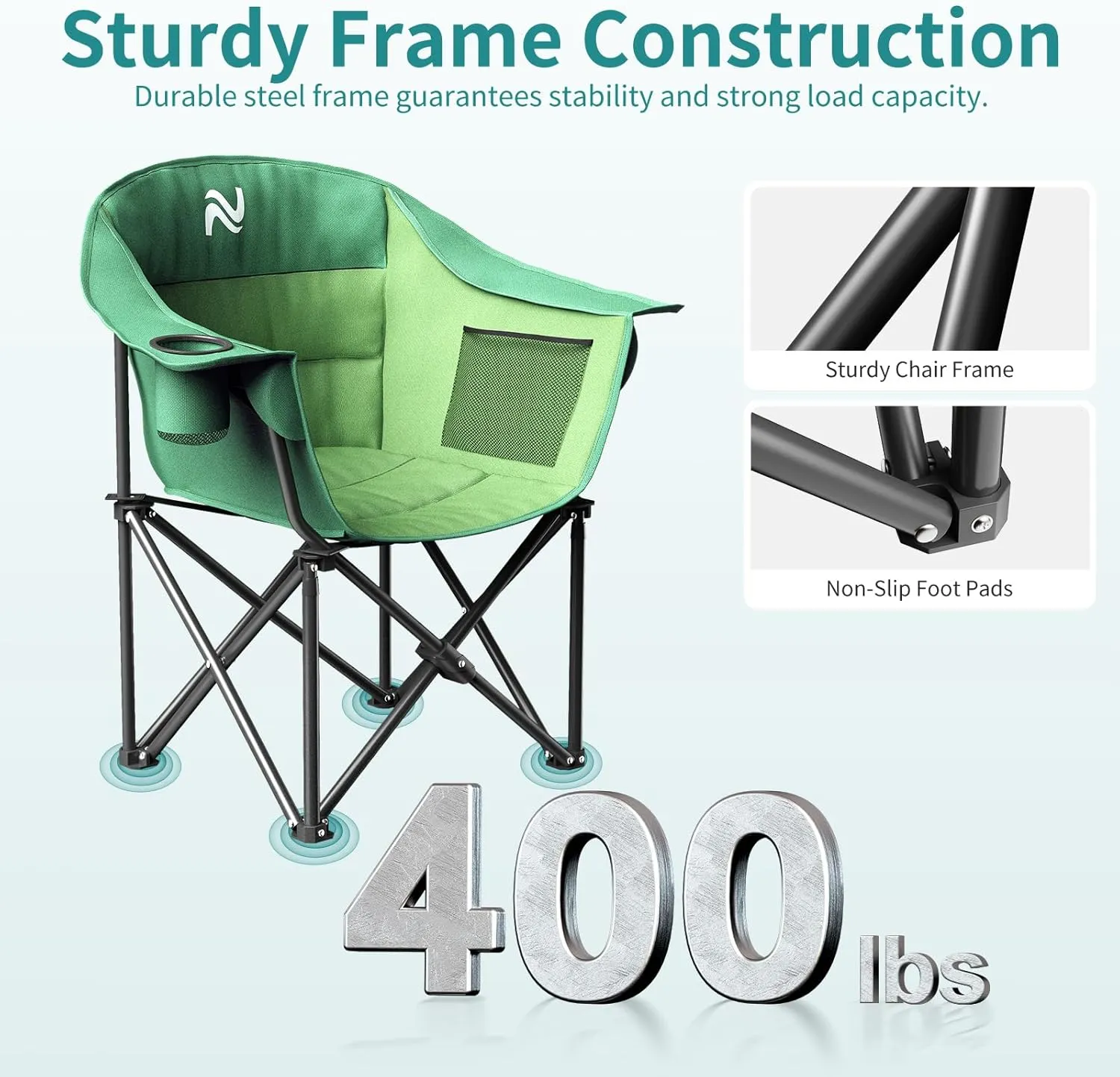 Slsy Heated Camping Chair Oversized, Outdoor Portable Heated Folding Chairs, Heated Foldable Chair Seat Supports 500 lbs, Heating Chair for Outdoor Sports, Camping, Patio, and Picnics