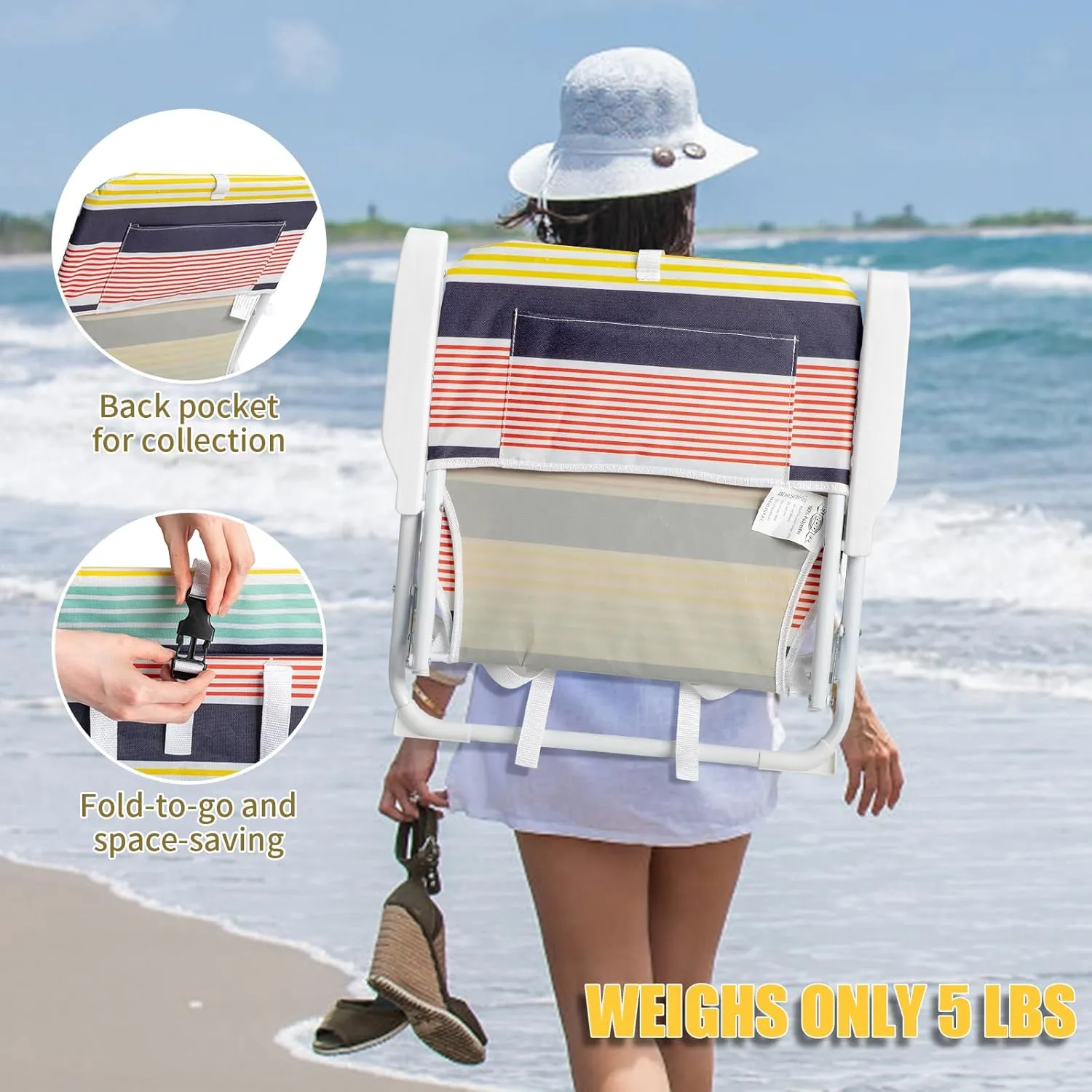 Small Webbed Patio Lawn Chairs Beach Chairs 1 Packs - Lightweight, Sturdy, Comfortable, Portable, and Stylish Folding Chairs for Yard, Garden for Kid or Lady