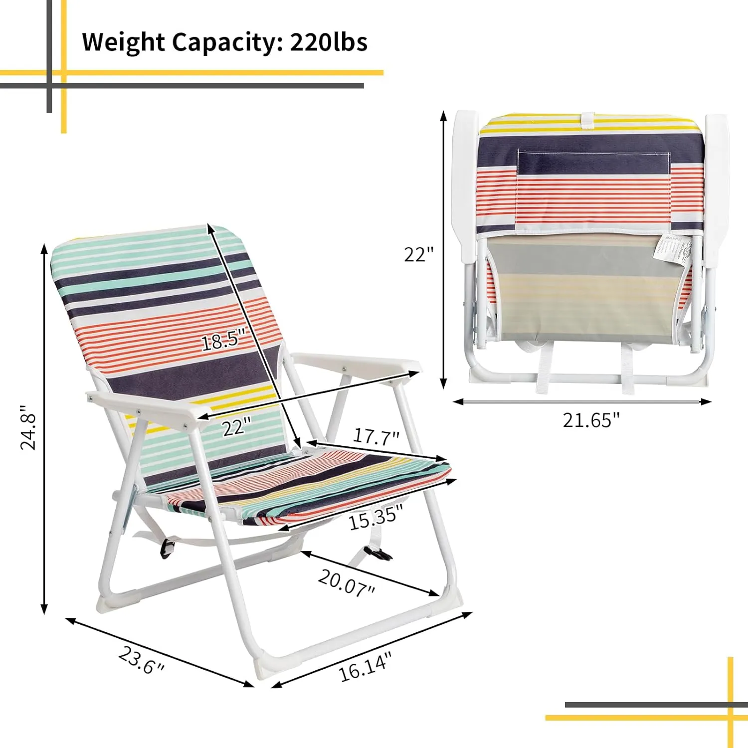 Small Webbed Patio Lawn Chairs Beach Chairs 1 Packs - Lightweight, Sturdy, Comfortable, Portable, and Stylish Folding Chairs for Yard, Garden for Kid or Lady