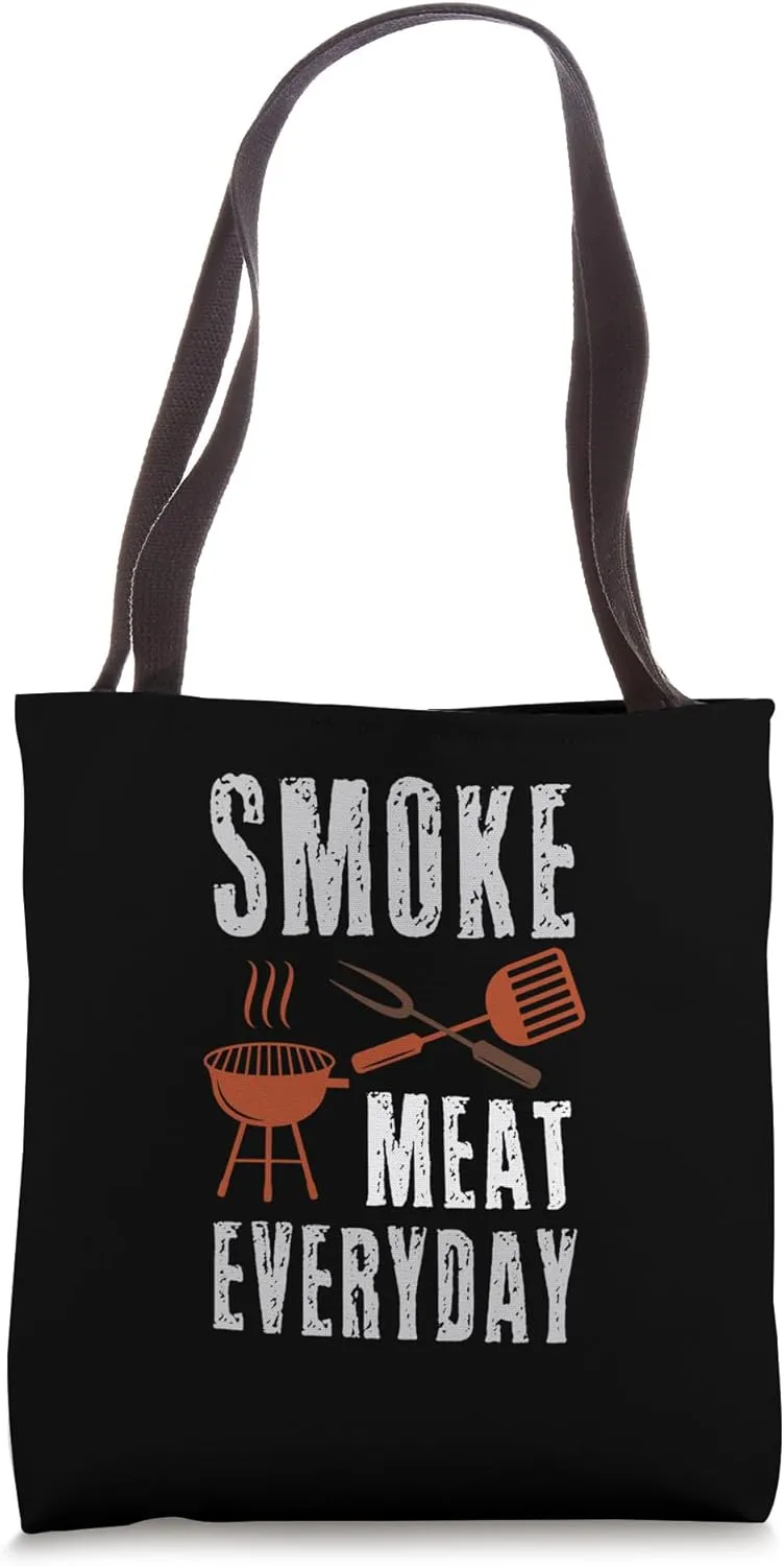 Smoke Meat Everyday BBQ Grill Smoker Dad Men Grilling Pellet Tote Bag
