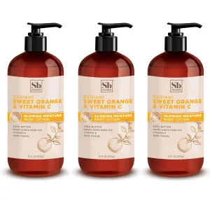 Soapbox Moisturizing Body Lotion, Sweet Orange & Vitamin C with Sunflower Oil and Shea Butter, Pack of 3 Hand Lotion Bottles, Vegan Skin Care Products, Moisturizer for Dry Skin, 3 Pack, 16oz each