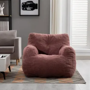 Soft Teddy Fabric Tufted Foam Bean Bag Chair with Teddy Fabric Bean Paste Red