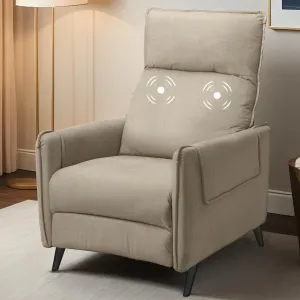 Softa Massage Recliner Chair for Adults, Fabric Reclining Chair Home Theater Seating with Extended Footrest, Adjustable Modern Single Sofa for Living Room,Bedroom (Light Brown)