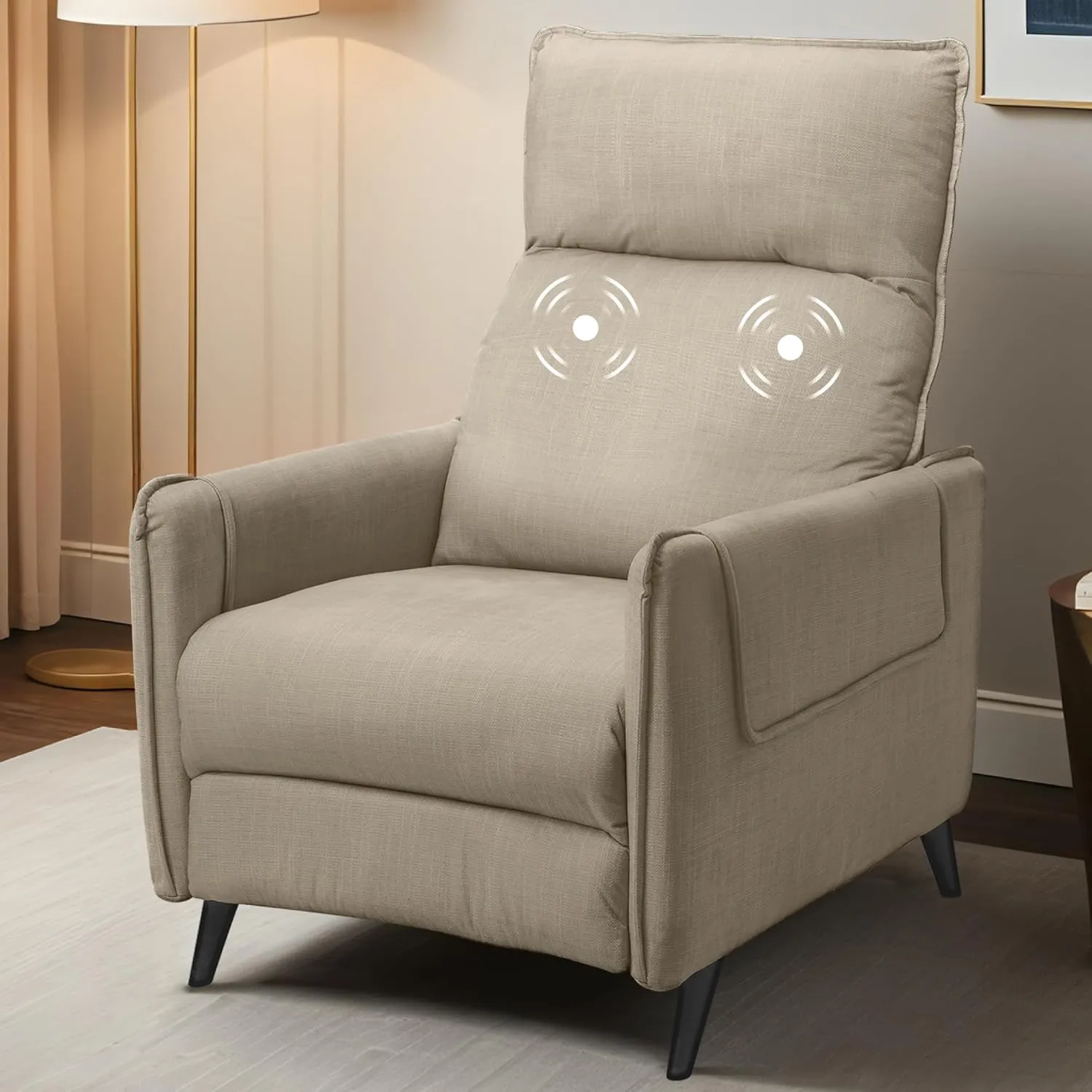 Softa Massage Recliner Chair for Adults, Fabric Reclining Chair Home Theater Seating with Extended Footrest, Adjustable Modern Single Sofa for Living Room,Bedroom (Light Brown)