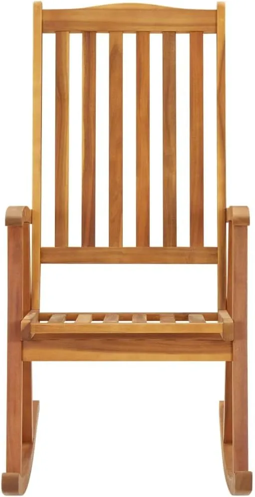 Solid Acacia Wood Rocking Chair for Indoor Outdoor Use, High Back Patio Furniture Lounge Chair with Oil Finish, Durable Weather-Resistant Design for Living Room, Porch, Deck