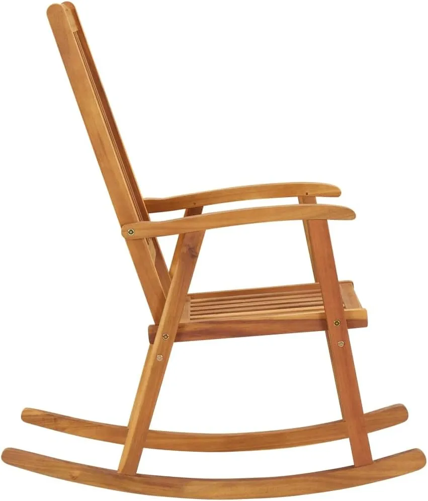 Solid Acacia Wood Rocking Chair for Indoor Outdoor Use, High Back Patio Furniture Lounge Chair with Oil Finish, Durable Weather-Resistant Design for Living Room, Porch, Deck
