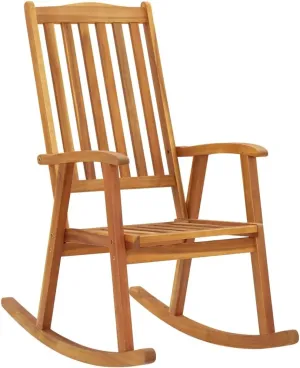 Solid Acacia Wood Rocking Chair for Indoor Outdoor Use, High Back Patio Furniture Lounge Chair with Oil Finish, Durable Weather-Resistant Design for Living Room, Porch, Deck