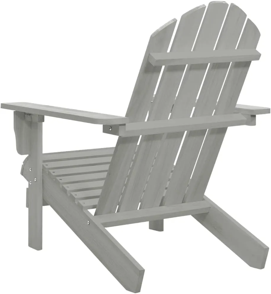 Solid Hardwood Patio Chair Outdoor Lounge Chair with Durable Gray Finish, Weather-Resistant Firwood Armchair for Garden, Poolside, Backyard, 27.6" x 35.4" x 34.6"