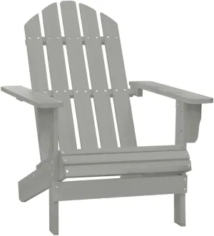 Solid Hardwood Patio Chair Outdoor Lounge Chair with Durable Gray Finish, Weather-Resistant Firwood Armchair for Garden, Poolside, Backyard, 27.6" x 35.4" x 34.6"