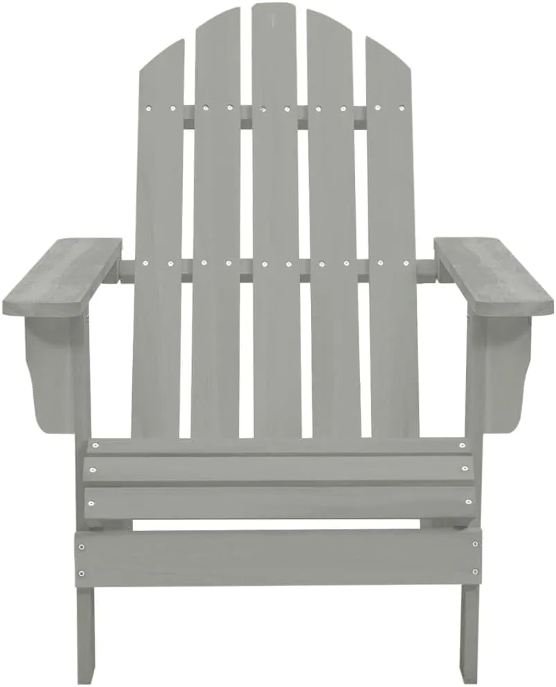 Solid Hardwood Patio Chair Outdoor Lounge Chair with Durable Gray Finish, Weather-Resistant Firwood Armchair for Garden, Poolside, Backyard, 27.6" x 35.4" x 34.6"