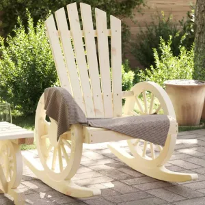 Solid Wood Fir Rocking Adirondack Chair Outdoor Patio Lounge Chair with Ergonomic Design for Garden Backyard Poolside Deck Balcony