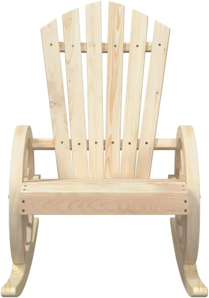 Solid Wood Fir Rocking Adirondack Chair Outdoor Patio Lounge Chair with Ergonomic Design for Garden Backyard Poolside Deck Balcony