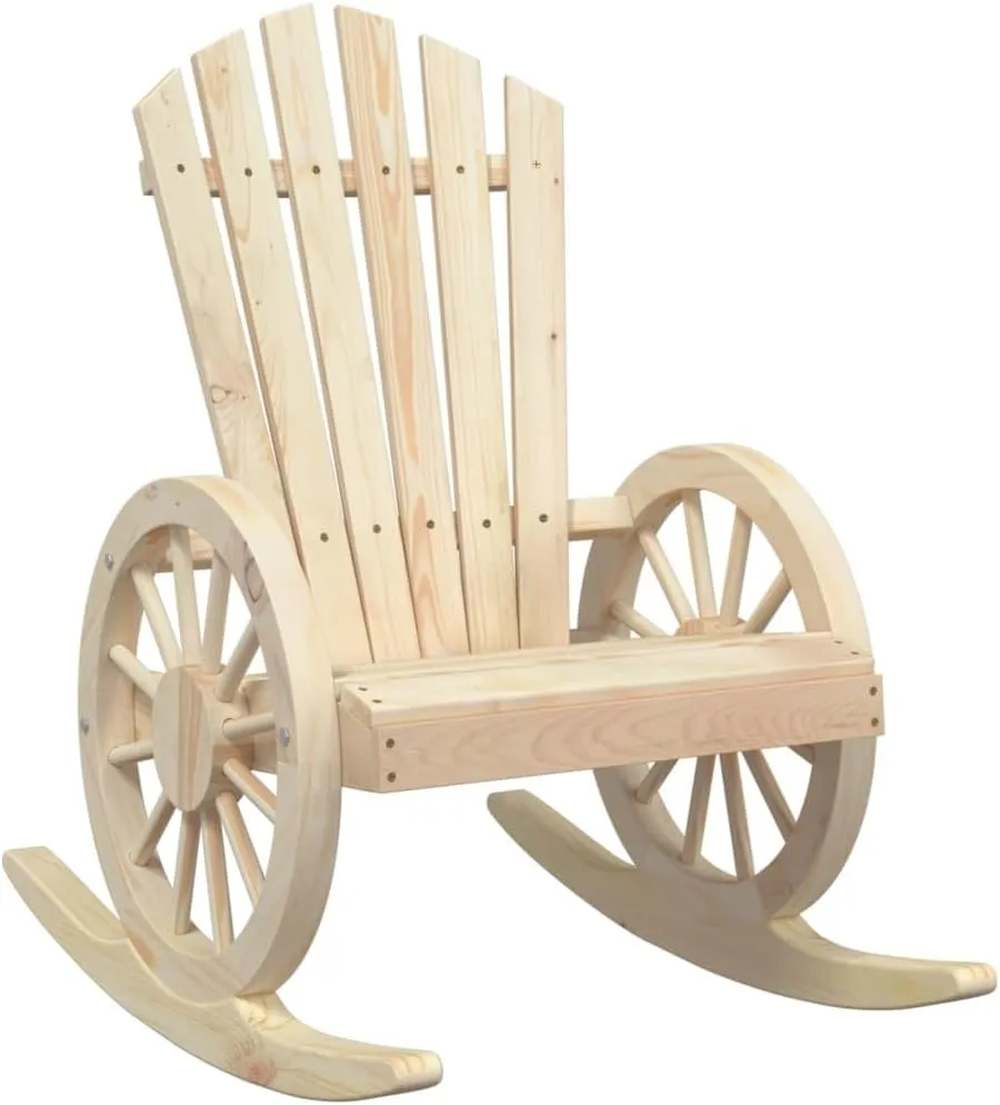 Solid Wood Fir Rocking Adirondack Chair Outdoor Patio Lounge Chair with Ergonomic Design for Garden Backyard Poolside Deck Balcony
