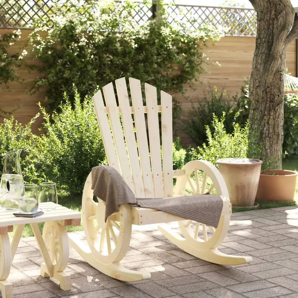 Solid Wood Fir Rocking Adirondack Chair Outdoor Patio Lounge Chair with Ergonomic Design for Garden Backyard Poolside Deck Balcony