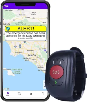 SOS Wristband Life Saving Alert System, Fall Alert Monitoring, SOS Emergency Call Button with Speakerphone, Elderly GPS Tracking, Seniors, Dementia, Alzheimer