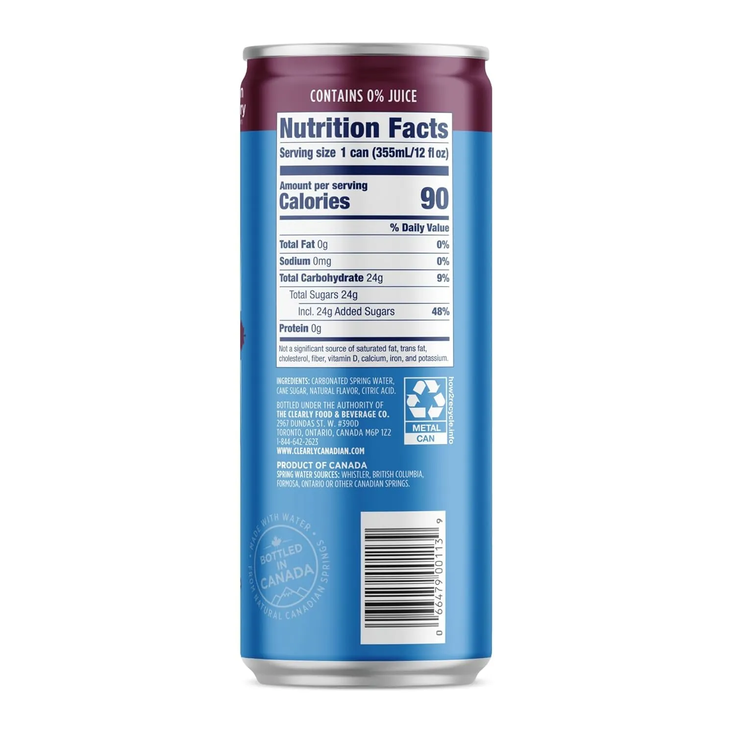 Sparkling Water Beverage Wild Cherry & Mountain Blackberry, Made with Water from Natural Canadian Springs (12 cans x 12 FL OZ)